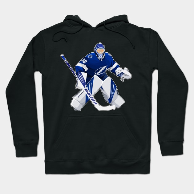 Andrei Vasilevski #88 Defend Goalie Hoodie by RunAndGow